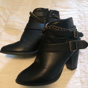 Black strappy booties